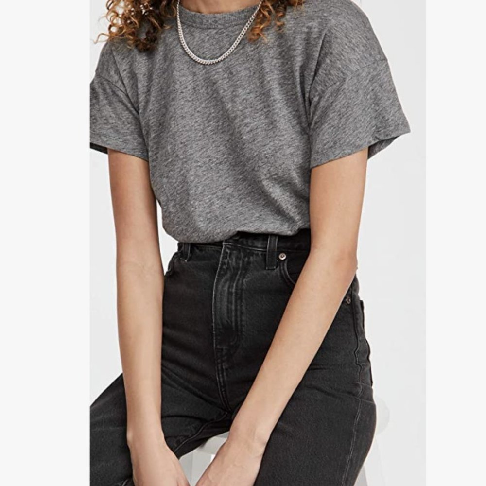 Madewell Women's Whisper Cotton Crewneck Tee in Grey Heather Iron